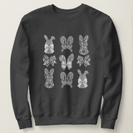 Happy Easter Lace Bunny Lace Ears Lace Bow Sweatshirt