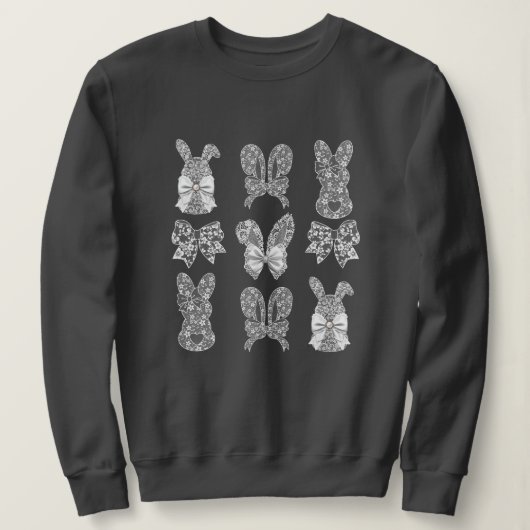 Happy Easter Lace Bunny Lace Ears Lace Bow Sweatshirt (Design vorne)