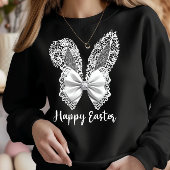 Happy Easter Lace Bunny Lace Ears Lace Bow Sweatshirt