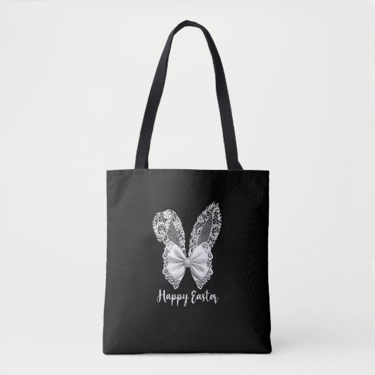 Happy Easter Lace Bunny Lace Ears Lace Bow Tasche (Vorderseite)