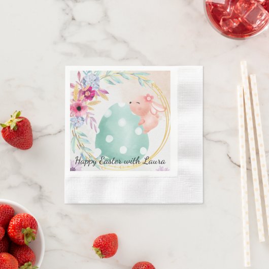 Happy Easter- little bunny on big egg Serviette (Beispiel)