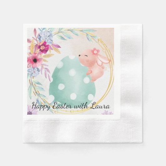 Happy Easter- little bunny on big egg Serviette (Vorderseite)