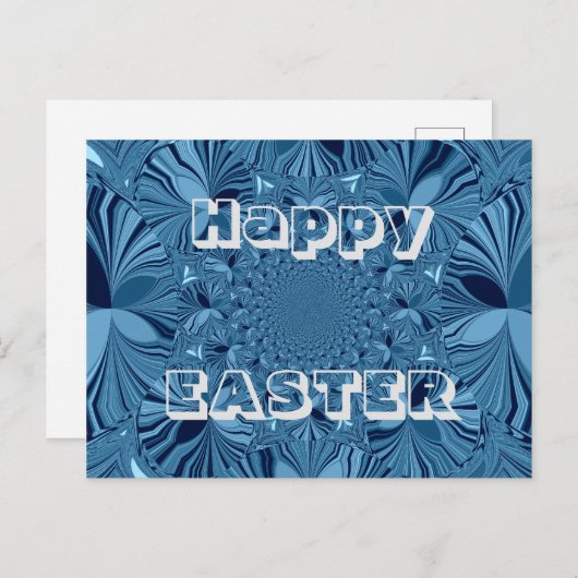 Happy Easter Lovely Blue Kaleidoscope Art Design Postkarte (Vorne/Hinten)