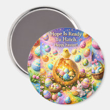 Happy Easter, magical chick and bunny decorative f