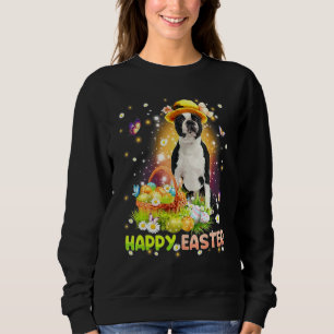 Happy Easter Niedlich Bunny Dog Boston Terrier Egg Sweatshirt