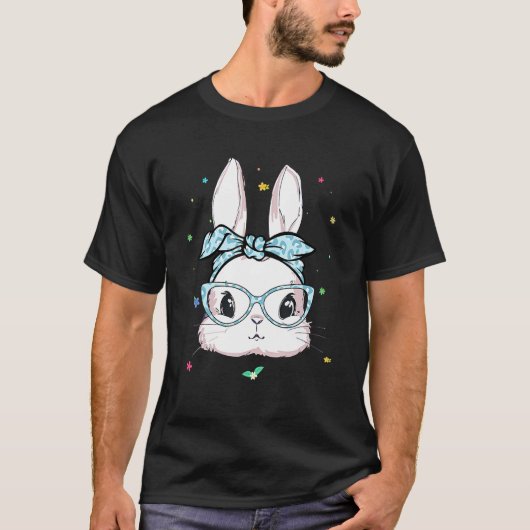Happy Easter Niedlich Bunny Face Leopard Headband  T-Shirt (Vorderseite)