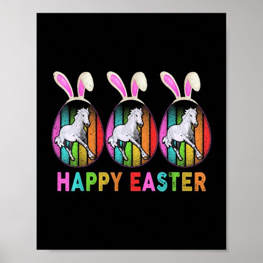 Happy Easter Niedlich Bunny Horse Bauer Lover Poster (Vorne)
