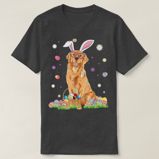 Happy Easter Niedlich Golden Retriever Bunny Ears T-Shirt (Design vorne)