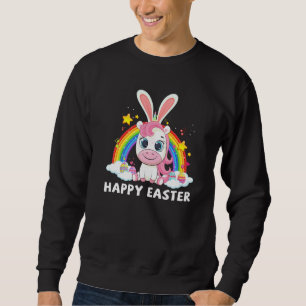 Happy Easter Niedlich Unicorn Tragen Bunny Headban Sweatshirt