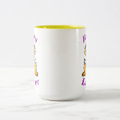 "Happy EASTER" Niedliches Kaninchen mit Lila Text Zweifarbige Tasse (Mittel)