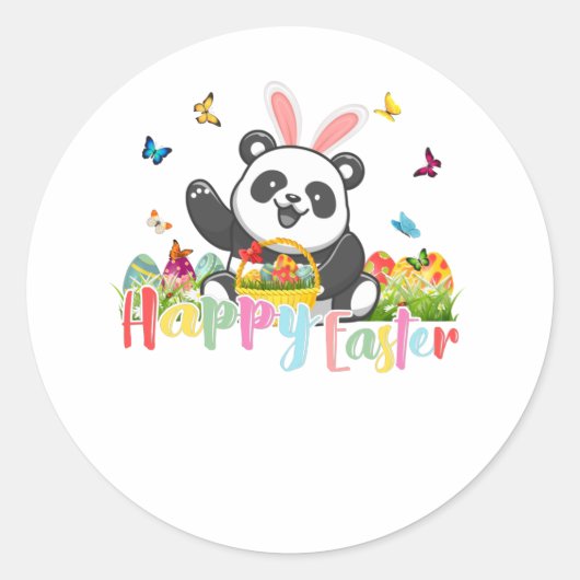 Happy Easter Panda Bunny Eggs Runder Aufkleber (Vorderseite)