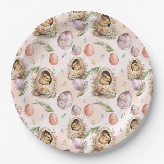 Happy Easter Party Bunny Celebration Pink Pappteller (Vorderseite)