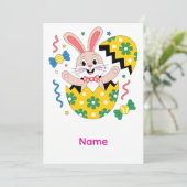 Happy Easter Party Bunny Popping Out Dankeskarte (Stehend Vorderseite)