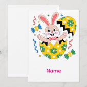Happy Easter Party Bunny Popping Out Dankeskarte (Vorne/Hinten)