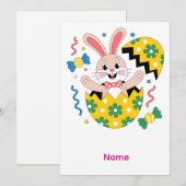 Happy Easter Party Bunny Popping Out  Einladung (Vorne/Hinten)