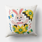 Happy Easter Party Bunny Popping Out of Egg  Kissen (Rückseite)