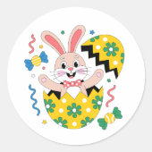 Happy Easter Party Bunny Popping Out  Runder Aufkleber (Vorderseite)