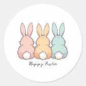 Happy Easter Pastel Bunnies Custom Text  Runder Aufkleber (Vorderseite)