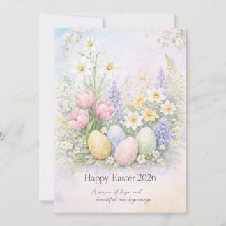 Happy Easter Pastel Floral Card Spring Botanical  Feiertagskarte