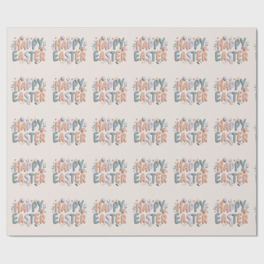 Happy Easter Pastel Wrapping Paper Geschenkpapier (Flach)
