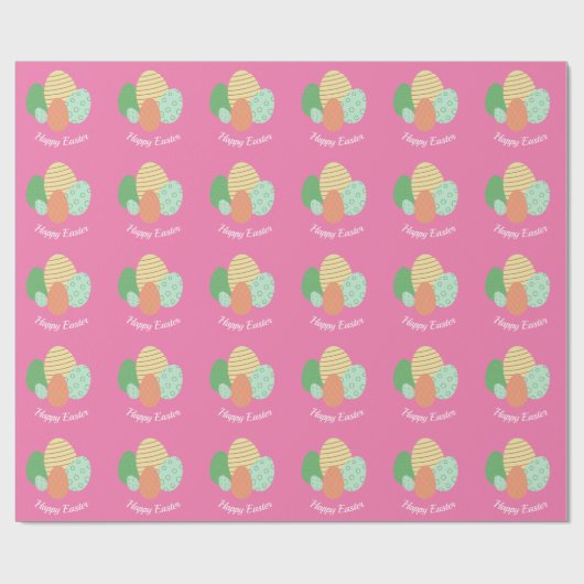 Happy Easter Pattern auf rosa Geschenkpapier (Flach)