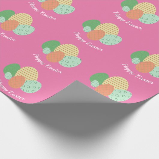 Happy Easter Pattern auf rosa Geschenkpapier (Ecke)