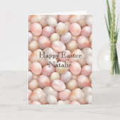 Happy Easter Peach Pink Eggs   Karte (Vorderseite)