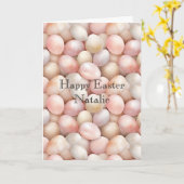 Happy Easter Peach Pink Eggs Karte (Gelbe Blume)