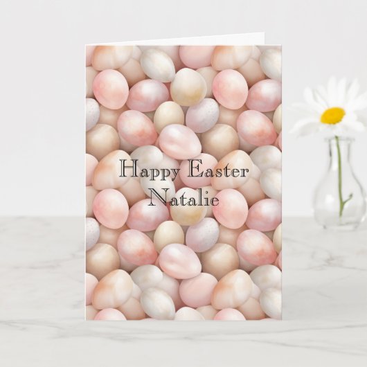 Happy Easter Peach Pink Eggs   Karte (Kleine Pflanze)