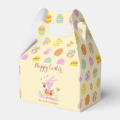 Happy Easter Pink Bunny Garden Egg Muster Gelb Geschenkschachtel (Vorderseite)