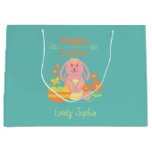 Happy Easter Pink Bunny Große Geschenktasche Geschenktüte (Vorderseite)