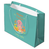 Happy Easter Pink Bunny Große Geschenktasche Geschenktüte (Rückseite Schrägansicht)