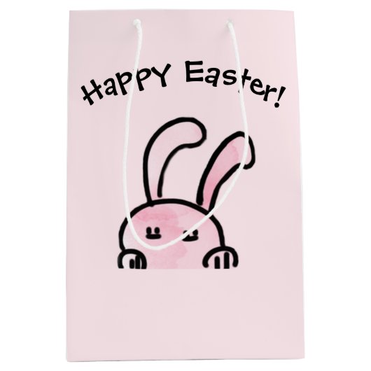 Happy Easter Pink Gift Bag Mittlere Geschenktüte (Vorderseite)