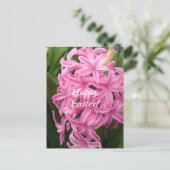 Happy Easter Pink Hyacinths Flower Postcards Feiertagspostkarte (Stehend Vorderseite)
