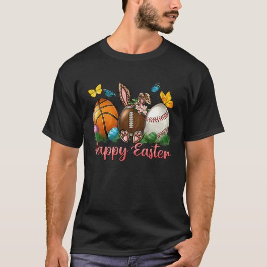Happy Easter Pink Leopard Bunny Basketball Basebal T-Shirt (Vorderseite)