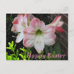 Happy Easter Pink Lily Postcard Feiertagspostkarte