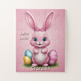 Happy Easter Pink Osterfest Personalisiert Puzzle