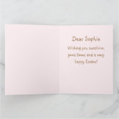 Happy Easter Pink Rabbit und Blume Card Karte (Innenseite)