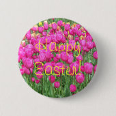 Happy Easter Pink Tulip Garden Floral Button (Vorderseite)