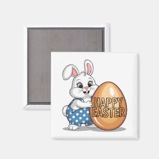 Happy Easter Polka Dot Bunny Magnet (Vorderseite/Rückseite)