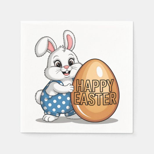 Happy Easter Polka Dot Bunny Serviette (Vorderseite)