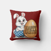 Happy Easter Polka Dot Bunny Throw Kissen (Vorderseite)