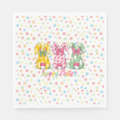 Happy Easter Polka Dot Oaster Bunnies Serviette (Vorderseite)