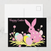 Happy Easter Postcard mit Niedlich rosa Bunny Postkarte (Vorne/Hinten)