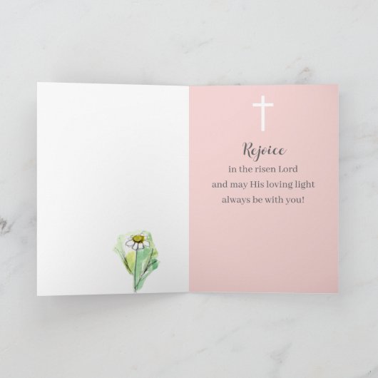 Happy Easter Psalm 105 Scripture Pink Flowers Karte (Innenseite)