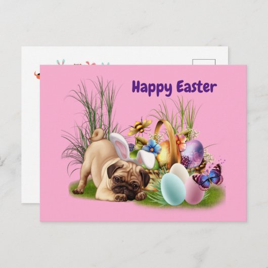 Happy Easter Pub Hund Postkarte (Vorne/Hinten)