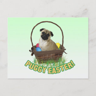 Happy Easter Pug Postcard Feiertagspostkarte