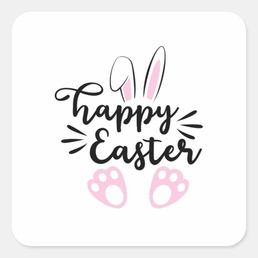 Happy Easter Quadratischer Aufkleber (Vorderseite)