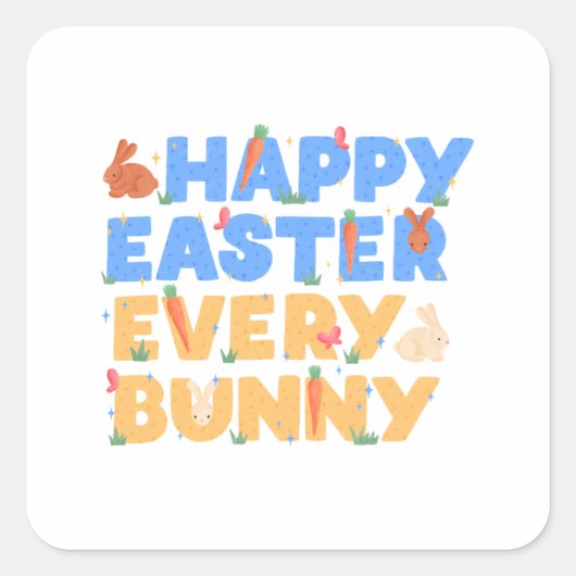 Happy Easter Quadratischer Aufkleber (Vorderseite)
