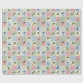 Happy Easter Rabbit & Carrot Square Pattern Geschenkpapier (Flach)